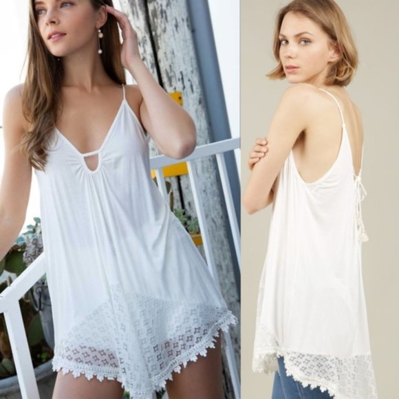 POL White Crochet Cami, Tank-Top: Medium 6/8, NWT. - Picture 7 of 7